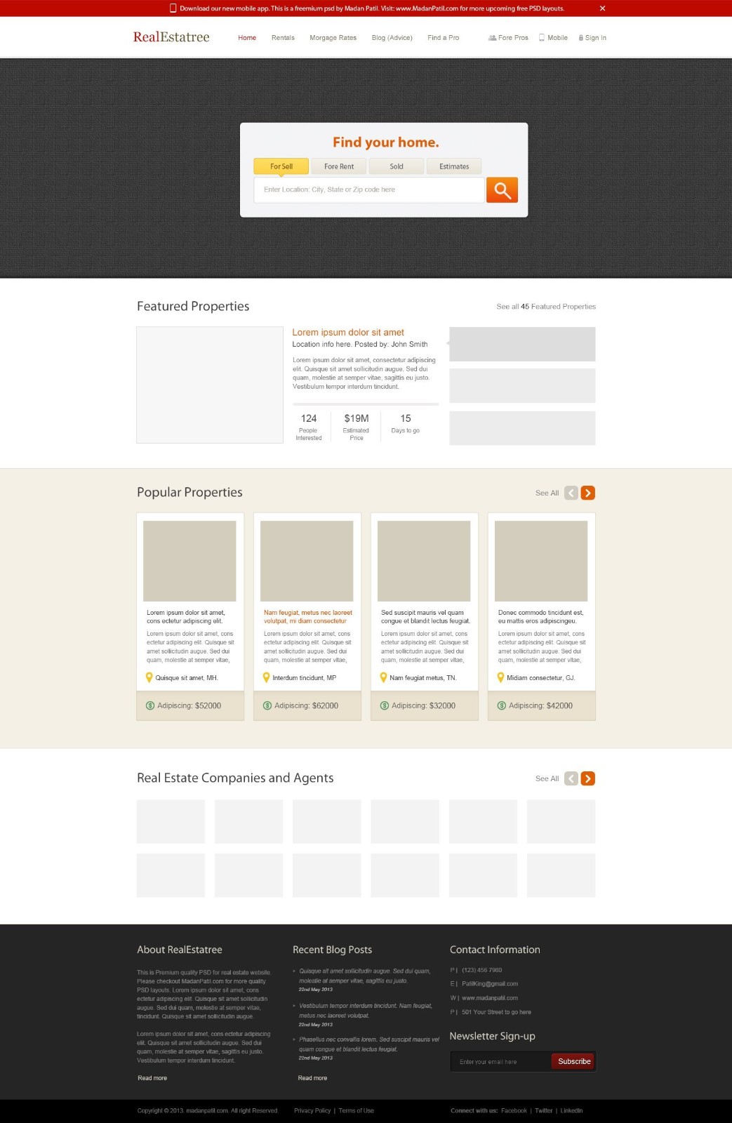 房地产网站免费PSD素材模板