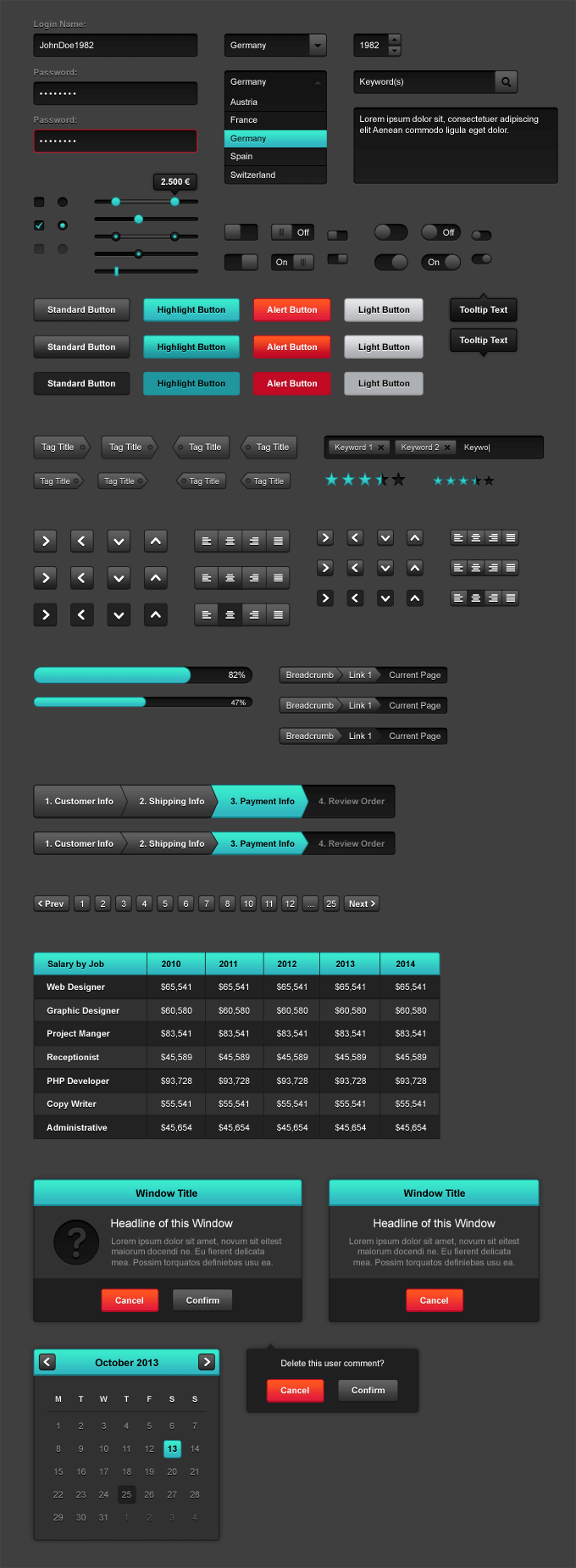 PSD素材网络用户界面UI套件–深色