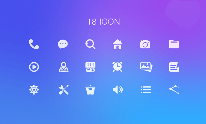 18个简单套图素材图标 PSD素材