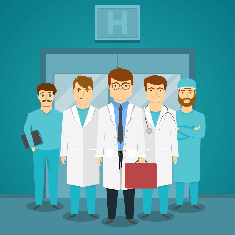 主治医生和他的医疗团队矢量素材(EPS)