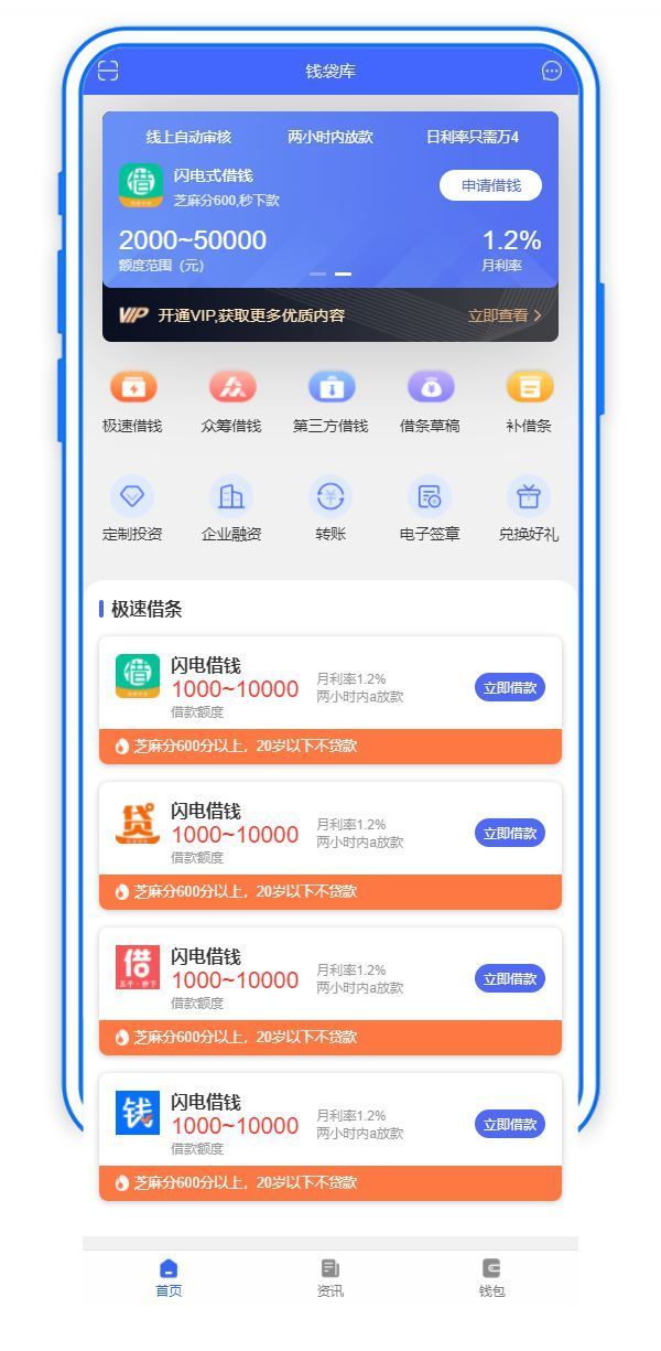 手机网贷p2p平台首页模板贷款理财手机模板